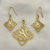 Oro Laminado Earring and Pendant Adult Set, Gold Filled Style Polished, Golden Finish, 10.59.0240