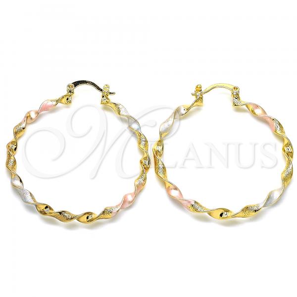 Oro Laminado Medium Hoop, Gold Filled Style Matte Finish, Tricolor, 02.170.0260.40