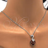 Rhodium Plated Pendant Necklace, Heart Design, with Copper and Aurore Boreale Swarovski Crystals, Polished, Rhodium Finish, 04.239.0044.7.18