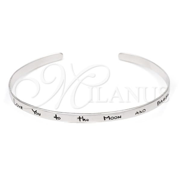 Sterling Silver Individual Bangle, Love Design, Polished, Silver Finish, 07.174.0003