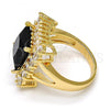 Oro Laminado Multi Stone Ring, Gold Filled Style with Black and White Cubic Zirconia, Polished, Golden Finish, 01.205.0012.3.07 (Size 7)