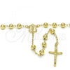 Oro Laminado Medium Rosary, Gold Filled Style Guadalupe and Crucifix Design, Polished, Golden Finish, 09.213.0012.28
