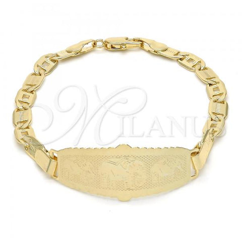 Oro Laminado ID Bracelet, Gold Filled Style Elephant Design, Polished, Golden Finish, 03.63.1936.07