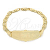 Oro Laminado ID Bracelet, Gold Filled Style Elephant Design, Polished, Golden Finish, 03.63.1936.07