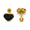 Stainless Steel Stud Earring, Heart Design, with Black Crystal, Polished, Golden Finish, 02.271.0022.3