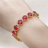 Oro Laminado Tennis Bracelet, Gold Filled Style with Garnet Cubic Zirconia, Polished, Golden Finish, 03.424.0002.08