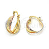 Oro Laminado Small Hoop, Gold Filled Style Diamond Cutting Finish, Tricolor, 5.155.007.1