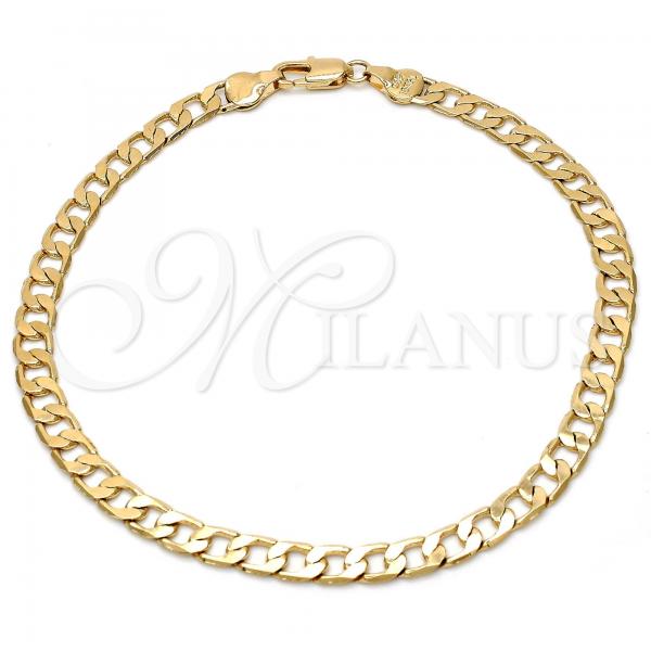 Oro Laminado Basic Anklet, Gold Filled Style Curb Design, Polished, Golden Finish, 5.222.004.10