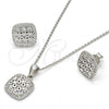 Sterling Silver Earring and Pendant Adult Set, with White Cubic Zirconia, Polished, Rhodium Finish, 10.175.0027