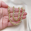 Oro Laminado Basic Necklace, Gold Filled Style Rope Design, Polished, Golden Finish, 04.213.0206.22