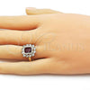 Oro Laminado Multi Stone Ring, Gold Filled Style Cluster Design, with Garnet and White Cubic Zirconia, Polished, Golden Finish, 01.196.0032.1