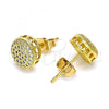 Oro Laminado Stud Earring, Gold Filled Style with White Micro Pave, Polished, Golden Finish, 02.344.0089