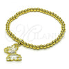 Oro Laminado Fancy Bracelet, Gold Filled Style Expandable Bead and Butterfly Design, with Crystal Crystal and White Micro Pave, Polished, Golden Finish, 03.341.0112.5.07