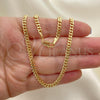 Oro Laminado Basic Necklace, Gold Filled Style Miami Cuban Design, Polished, Golden Finish, 04.63.1360.22