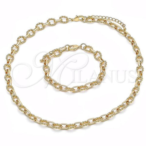 Oro Laminado Necklace and Bracelet, Gold Filled Style Polished, Golden Finish, 06.415.0004