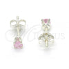 Sterling Silver Stud Earring, with Pink Cubic Zirconia, Polished,, 02.63.2604.2