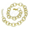 Oro Laminado Basic Anklet, Gold Filled Style Paperclip Design, Polished, Golden Finish, 04.213.0235.10