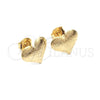 Oro Laminado Stud Earring, Gold Filled Style Heart Design, Brushed Finish, Golden Finish, 02.09.0211