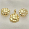 Oro Laminado Earring and Pendant Adult Set, Gold Filled Style with White Crystal, Polished, Golden Finish, 10.59.0187