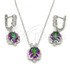 Sterling Silver Earring and Pendant Adult Set, with  Cubic Zirconia and White Micro Pave, Polished, Rhodium Finish, 10.186.0022