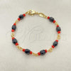 Oro Laminado Fancy Bracelet, Gold Filled Style with Black Crystal, Polished, Golden Finish, 5.039.007.06