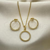 Oro Laminado Earring and Pendant Adult Set, Gold Filled Style with Ivory Pearl, Polished, Golden Finish, 10.379.0069