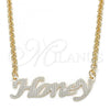 Oro Laminado Pendant Necklace, Gold Filled Style Nameplate Design, Polished, Golden Finish, 04.63.1385.18