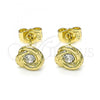 Oro Laminado Stud Earring, Gold Filled Style with White Crystal, Polished, Golden Finish, 02.213.0168