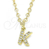 Oro Laminado Fancy Pendant, Gold Filled Style Initials Design, with White Cubic Zirconia, Polished, Golden Finish, 05.341.0031