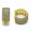 Oro Laminado Huggie Hoop, Gold Filled Style Heart Design, with White Cubic Zirconia, Polished, Golden Finish, 02.283.0261.20