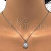 Sterling Silver Earring and Pendant Adult Set, with White Cubic Zirconia, Polished, Rhodium Finish, 10.174.0273