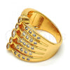 Oro Laminado Multi Stone Ring, Gold Filled Style with White Cubic Zirconia, Polished, Golden Finish, 01.260.0003.07.GT (Size 7)