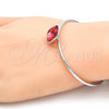 Rhodium Plated Individual Bangle, with Padparadscha Swarovski Crystals, Polished, Rhodium Finish, 07.239.0010 (02 MM Thickness, One size fits all)