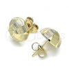 Oro Laminado Stud Earring, Gold Filled Style Diamond Cutting Finish, Golden Finish, 02.100.0120.1