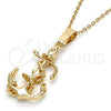 Oro Laminado Fancy Pendant, Gold Filled Style Anchor and Twist Design, Polished, Golden Finish, 5.182.042