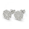 Sterling Silver Stud Earring, with White Micro Pave, Polished, Rhodium Finish, 02.336.0036