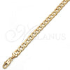 Oro Laminado Basic Necklace, Gold Filled Style Pave Cuban Design, Diamond Cutting Finish, Golden Finish, 5.223.003.24