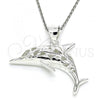 Sterling Silver Fancy Pendant, Dolphin Design, Polished,, 05.398.0045