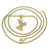 Oro Laminado Pendant Necklace, Gold Filled Style Angel Design, with White Micro Pave, Polished, Golden Finish, 04.156.0445.20