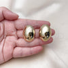 Oro Laminado Stud Earring, Gold Filled Style Hollow Design, Polished, Golden Finish, 02.411.0040