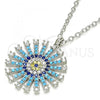 Sterling Silver Pendant Necklace, with Multicolor Micro Pave, Polished, Rhodium Finish, 04.336.0076.16