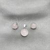 Sterling Silver Earring and Pendant Adult Set, with Rose Opal, Polished, Silver Finish, 10.392.0005