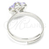 Rhodium Plated Multi Stone Ring, Flower Design, with Violet Swarovski Crystals, Polished, Rhodium Finish, 01.239.0010.1 (One size fits all)
