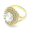 Oro Laminado Multi Stone Ring, Gold Filled Style with White Cubic Zirconia, Polished, Golden Finish, 01.346.0021.08