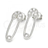 Sterling Silver Stud Earring, with White Cubic Zirconia, Polished, Rhodium Finish, 02.336.0003