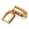 Oro Laminado Huggie Hoop, Gold Filled Style with Multicolor and White Cubic Zirconia, Polished, Golden Finish, 02.267.0010.15