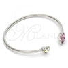 Rhodium Plated Individual Bangle, Flower Design, with Rose and Aurore Boreale Swarovski Crystals, Polished, Rhodium Finish, 07.239.0011.7 (02 MM Thickness, One size fits all)