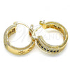 Oro Laminado Small Hoop, Gold Filled Style with Black and White Cubic Zirconia, Polished, Golden Finish, 02.210.0274.2.20