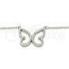 Sterling Silver Pendant Necklace, Butterfly Design, with White Cubic Zirconia, Polished, Rhodium Finish, 04.336.0087.16