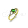 Oro Laminado Multi Stone Ring, Gold Filled Style Cluster Design, with Green Cubic Zirconia and White Micro Pave, Polished, Golden Finish, 01.284.0100.1